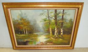 River in the Forest Landscape Giclee Painting
