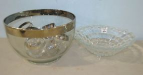 Silver Rim Punch Bowl with Nine Cups and WhiteHall Bowl