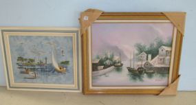 Boats Giclee Painting and Boats Needlepoint