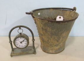 Reproduction Old Bucket and Metal Decorative Clock