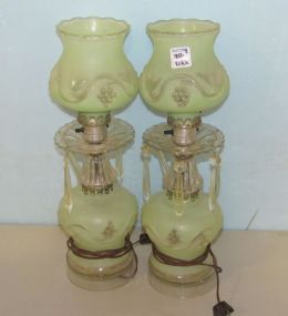Pair of Vintage Glass Mantel Lamps