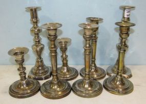 Eight Silver Plate Candle Holders