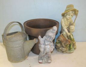 Planter, Water Pitcher, Boy Statue, and Garden Noam