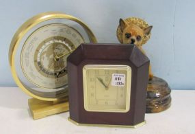GMT Reyk Javik London Clock, Paul Sebastian 1997 Clock, and Plastic Chihuagua Dog