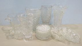 Monique Ice Bucket, Pressed and Etched Vases and Cups