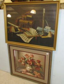 Framed Harnett 1878 Reproduction Print and Tomao Floral Prints