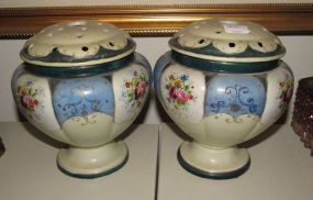 Pair of Kinjo Nippon Hand Painted Potpourri Jar