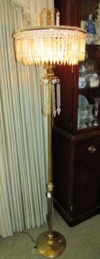 Vintage Brass Crystal Prism Spear Waterfall Floor Lamp