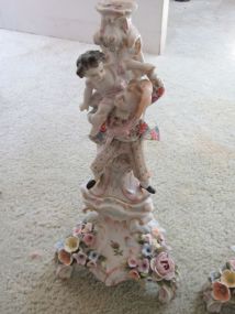 Meissen Style Figural Porcelain Candlesticks