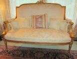 Ornate Vintage Louis XV Style Gold Painted Parlor Settee