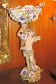 Large Dresden Style Angel Figure Compote