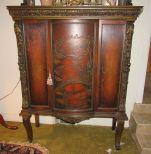 Antique Ornate Carved One Door Display Cabinet