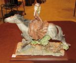 A. Belcari Capidomente Lady Riding Horse Statue