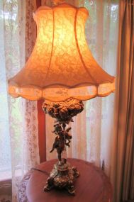 Vintage Brass Cherub Lamp