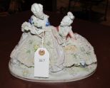 Victorian German Dresden Style Lace Porcelain Lady Figurine