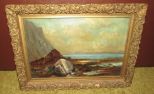 Antique Oil Painting of Ocean Scene