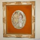 Framed Victorian Style Bisque Porcelain 3D Wall Plaque