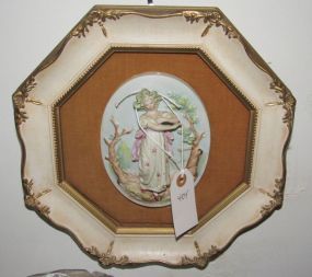 Framed Small Victorian Style Bisque Porcelain 3D Wall Plaque