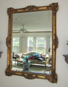 Ornate Gold Framed Beveled Mirror