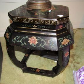 Asian Black Lacquer Garden Stool