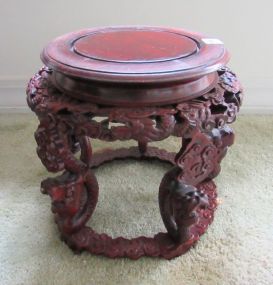 Heavily Carved Asian Vase Stand