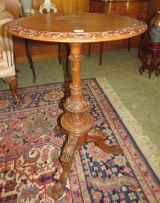 Mahogany Ornate Carved Pedestal Lamp Table