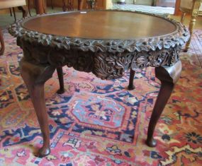 Ornate Carved Leaf Border Side Round Table