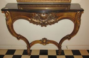 Antiqued Gold Faux Marble Top Wall Console