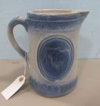 Clay City Blue & White Stoneware Cow Pitcher