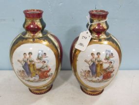 Pair of Victoria Austria Hand  Painted Vases