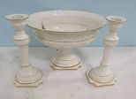 Italian Porcelain Compote and Candleholders