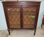 Vintage Oak Leaded Glass Display Cabinet