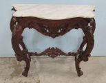Reproduction Marble Top Demi Lune Console