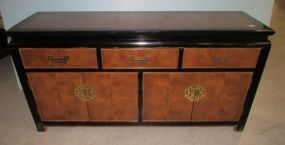 Century Asian Design Black Lacquer and Wood Dresser