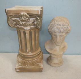 Plaster Bust and Column Pedestal