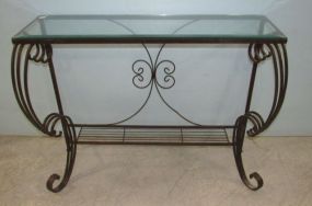 Wrought Iron Glass Console Table