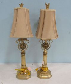 Pair of Gold Painted Resin Table Lamps