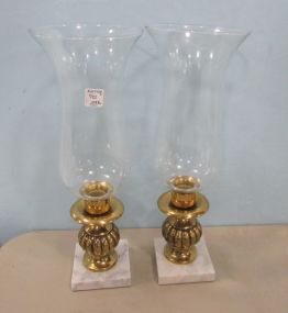 Pair of Glass Hurricane Candle Holders
