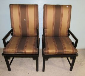 Pair of Black Lacquer Arm Chairs