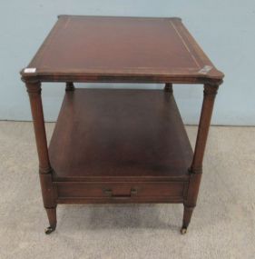 Vintage Leather Top End Table