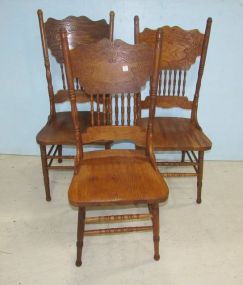 Three Traditional Oak Dining Chairs