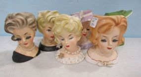 Collection of Vintage Lady Head Vases
