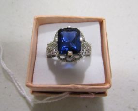 Deco Style Ring With Center Stone