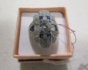 Deco Style Ring Large Clear Center Stone