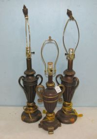 Three Decor Resin Urn Lamps