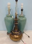 Pair of Glazed Pottery Vase Lamps