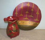 Paperlight Hand Painted Charger, and Andrea Pottery Decor Vase