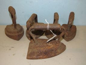 Five Antique Press Irons