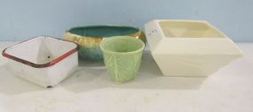 Roseville Pottery Bowl, McCoy Leaf Vase, Haeger Planter, Enamel Tin