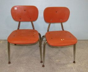 Pair of Old Orange Childs Chairs